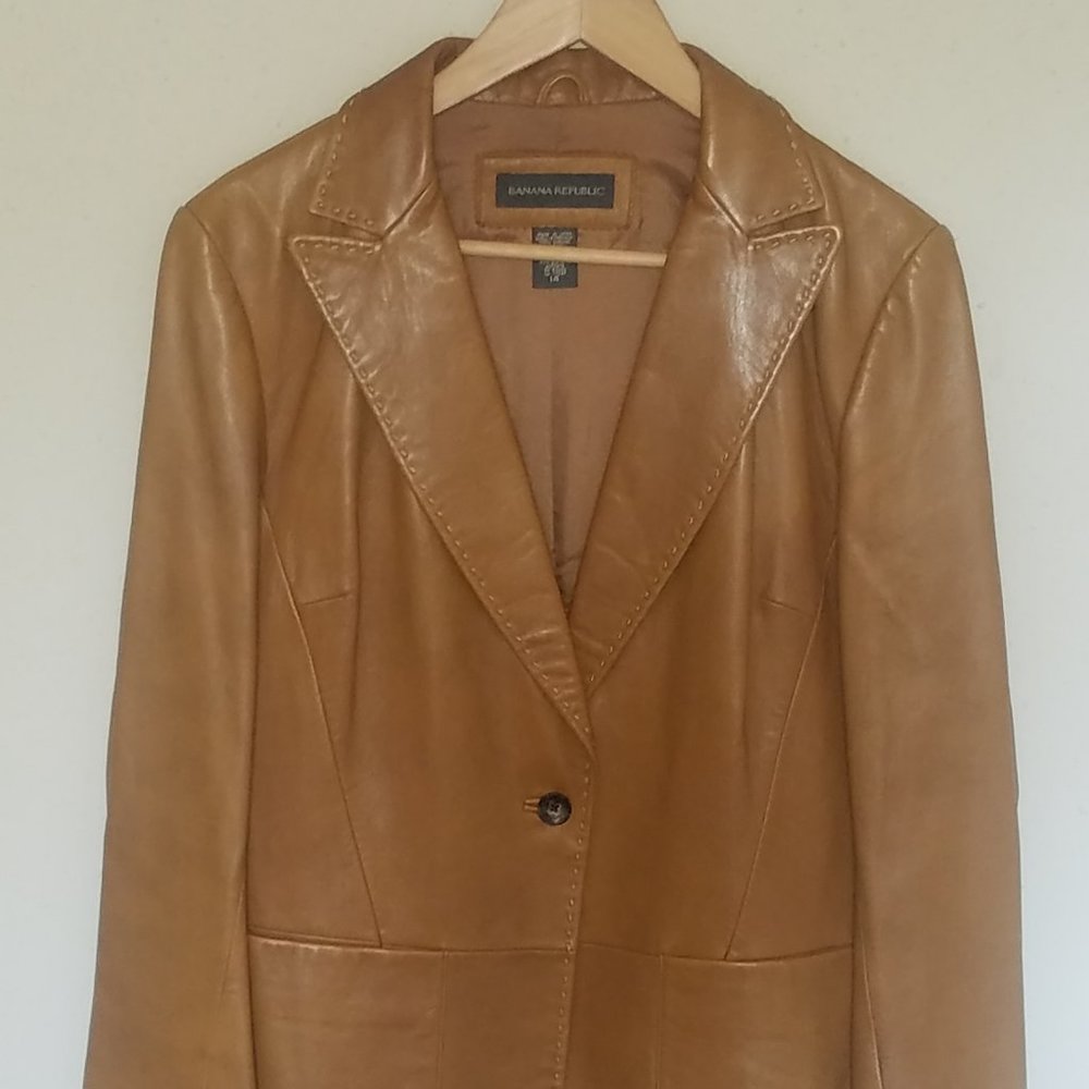Light Cognac Banana Republic Leather Jacket